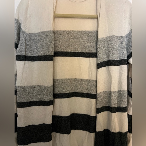 Loft Striped Open Cardigan Grey Colorblock - Picture 7 of 7